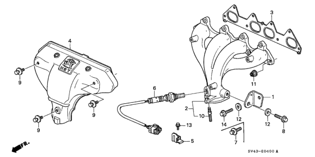 1994 Honda Accord Cover A, Exhuast Manifold Diagram for 18120-P0B-A00