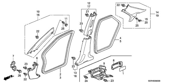 2006 Honda Accord Hybrid Bracket, Cowl Side Diagram for 83114-SDR-A00