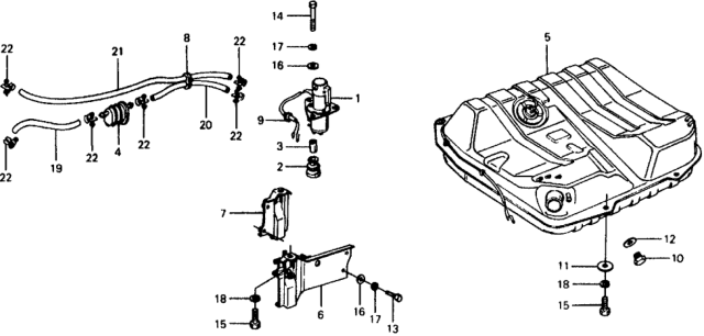 1976 Honda Civic Fuel Tank - Fuel Pump Diagram