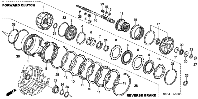 2003 Honda Civic AT Input Shaft - Forward Clutch Diagram