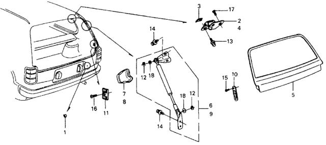 1979 Honda Civic 3 Door ** KL HMT Tailgate Panel Diagram
