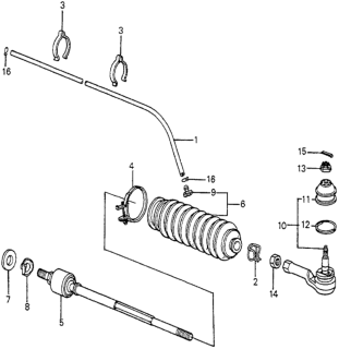 1982 Honda Accord End, Rack Diagram for 53521-SA0-003