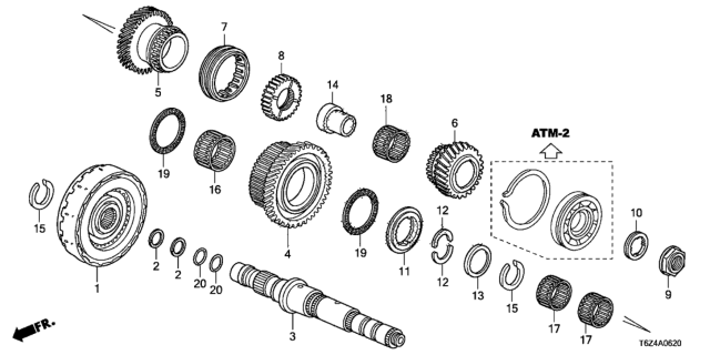 2018 Honda Ridgeline 4 Door RTL (2WD) KA 6AT AT Third Shaft - Clutch (4th) Diagram