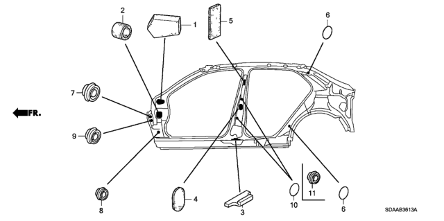 2007 Honda Accord Block, Center Pillar (Lower) Diagram for 91618-SDA-A00