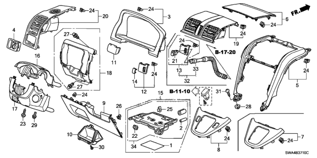 2010 Honda CR-V Cover, Column (Upper) (Graphite Black) Diagram for 77350-SWA-A02ZA