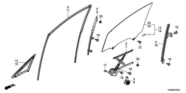 2012 Honda Odyssey Front Door Windows  - Regulator Diagram