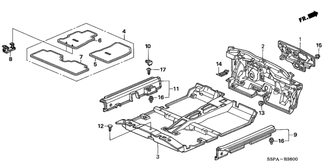 2005 Honda Civic Floor Mat Diagram