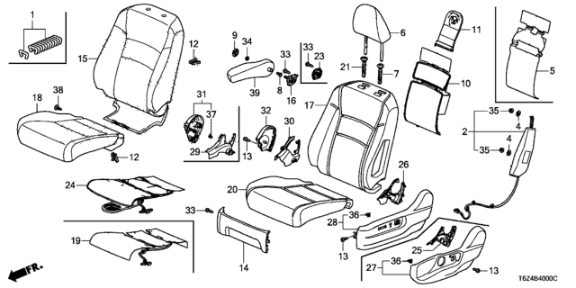 2017 Honda Ridgeline Front Seat (Driver Side) Diagram