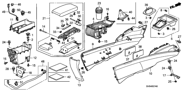 2010 Honda Civic Box, Console (Upper) *NH167L* (GRAPHITE BLACK) Diagram for 83403-SNA-A22ZA