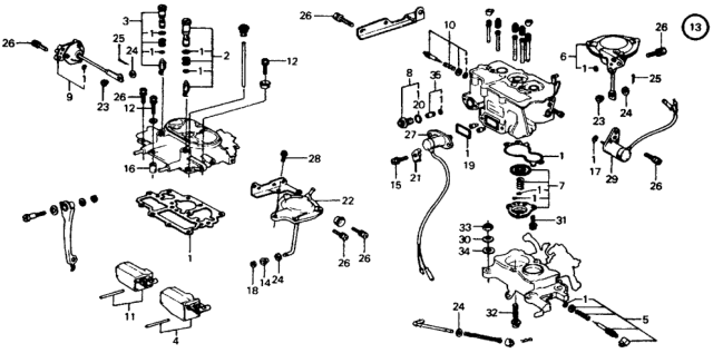 1976 Honda Civic Gasket Set, Carburetor Diagram for 16010-657-015