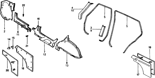 1975 Honda Civic Trim, R. Side Cowl Diagram for 64821-664-620