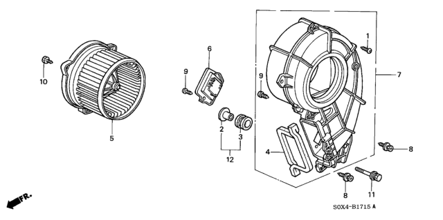 2000 Honda Odyssey 5 Door EX (NAVIGATION) KA 4AT Rear Heater Blower Diagram