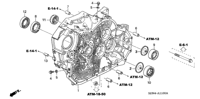 2004 Honda Accord AT Torque Converter Case (V6) Diagram