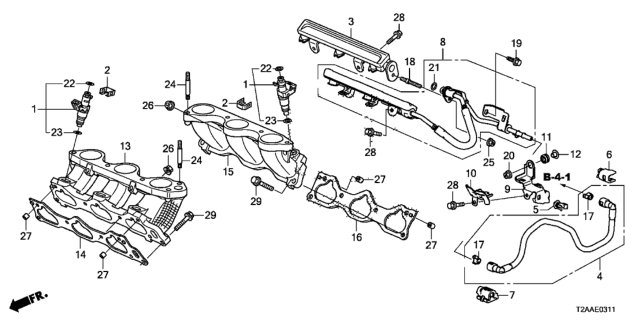 2017 Honda Accord Fuel Injector (V6) Diagram