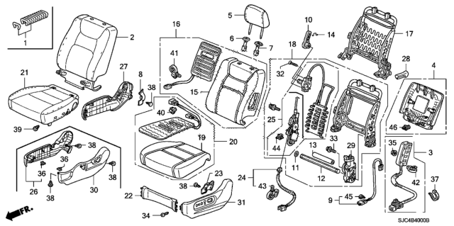 2007 Honda Ridgeline Front Seat (Driver Side) Diagram