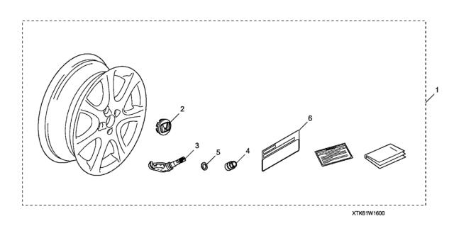 2011 Honda Fit 16" Alloy Wheel Diagram