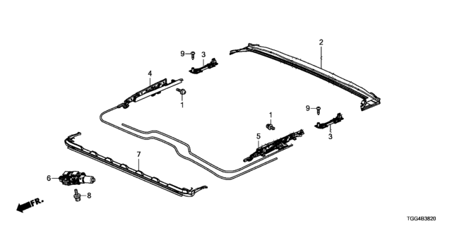 2020 Honda Civic Link Assy., L. Sunroof Diagram for 70305-TEK-M01