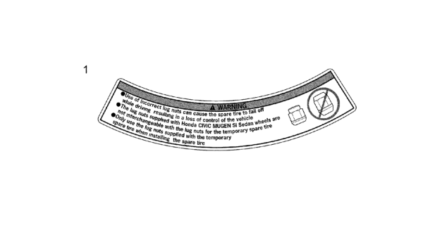 2008 Honda Civic 4 Door SI KA 6MT Mugen Spare Tire Label Diagram