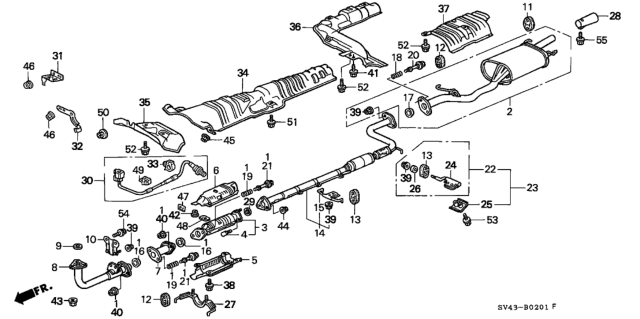 1996 Honda Accord Finisher, Exhuast Pipe Diagram for 18310-SV1-A01