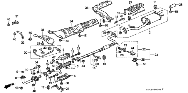 1996 Honda Accord Gasket, Exhuast Flexible (45.0MM Id) Diagram for 18229-SS1-000