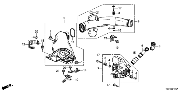 2014 Honda Accord Stay, Air Cleaner (A) Diagram for 17256-5K0-A00