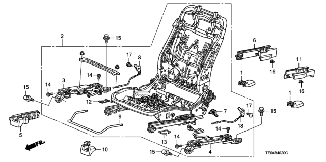 2008 Honda Accord 2 Door EXL-V6 (NAVIGATION) KA 6MT Front Seat Components (Passenger Side) Diagram