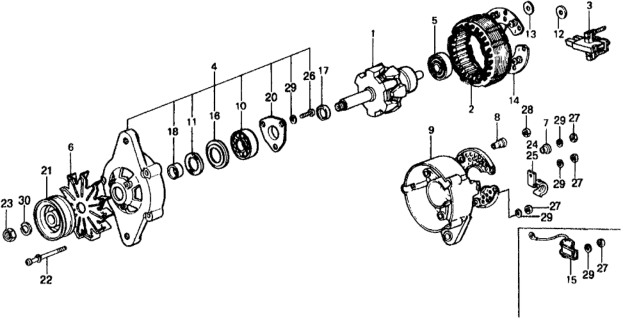 1977 Honda Civic 5 Door ** KL HMT Alternator Components Diagram
