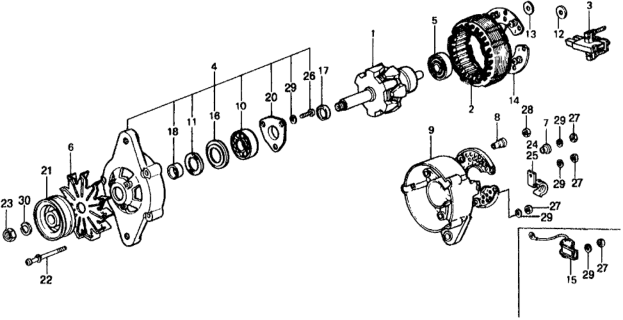 1977 Honda Civic Alternator Components Diagram