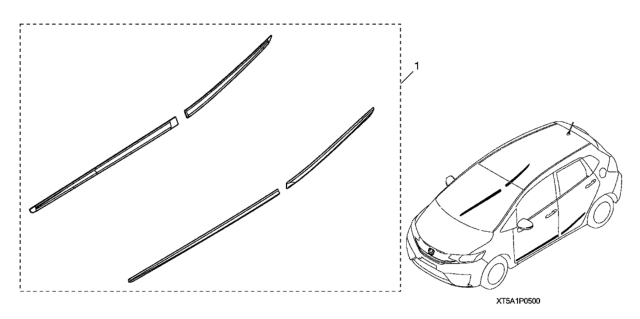 2018 Honda Fit 5 Door LX (SENSING) KA CVT Body Side Molding Diagram