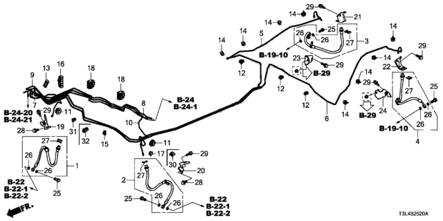 2016 Honda Accord Pipe D, Brake Diagram for 46340-T3L-A30