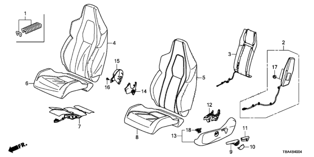 2017 Honda Civic Front Seat (Driver Side) Diagram