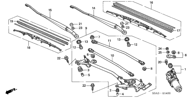 2003 Honda Civic Front Wiper Diagram