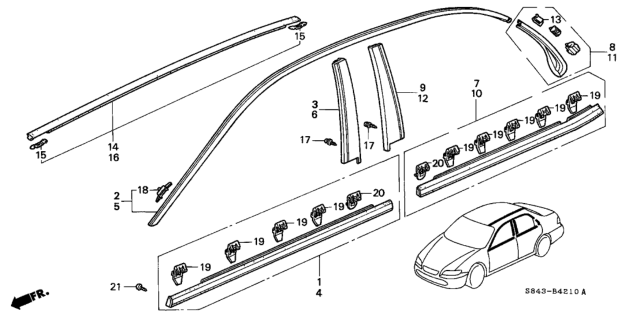 2001 Honda Accord Molding Diagram