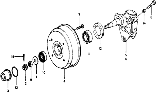 1977 Honda Accord 3 Door STD KA HMT Rear Brake Drum Diagram