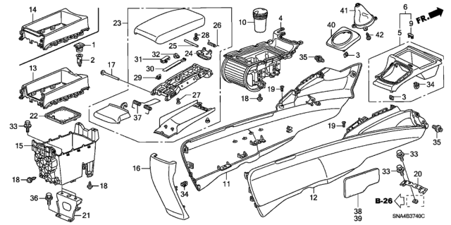 2007 Honda Civic Armrest Assembly, Console (Atlas Gray) Diagram for 83450-SNA-A01ZA