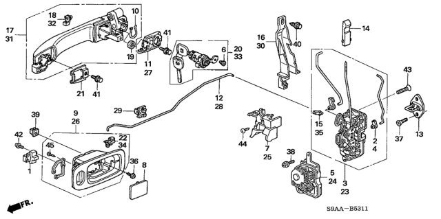 2006 Honda CR-V Handle Assembly, Left Front Door (Outer) (Nighthawk Black Pearl) Diagram for 72180-S9A-J01ZD