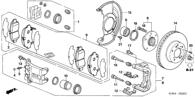 2007 Honda Accord Hybrid Caliper Sub-Assembly, Left Front Diagram for 45019-SEA-J02