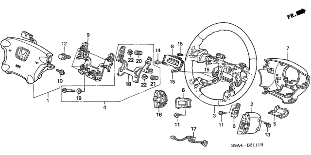 2002 Honda CR-V Steering Wheel (SRS) Diagram 2