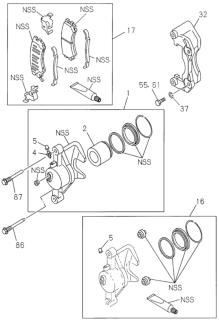 1999 Honda Passport Piston, FR. Caliper Diagram for 8-94380-136-1