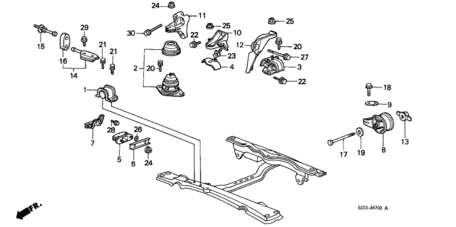1988 Honda Accord 4 Door LX KA 5MT Engine Mount Diagram