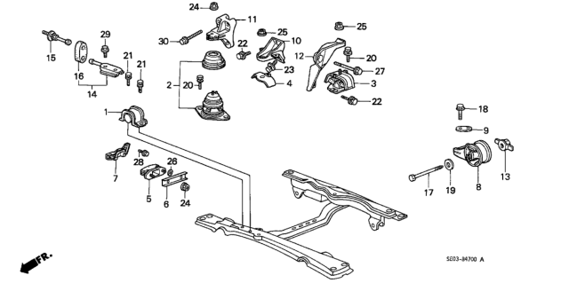 1989 Honda Accord Rubber, Transmission Mounting Insulator Diagram for 50852-SE0-A01