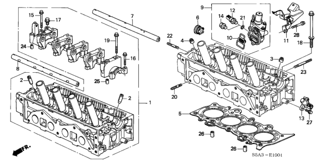 2001 Honda Civic Cylinder Head (V-TEC) Diagram