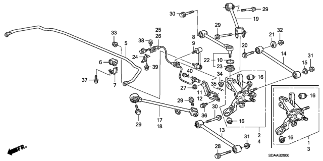 2007 Honda Accord Arm, Rear (Upper) Diagram for 52390-SDB-A01