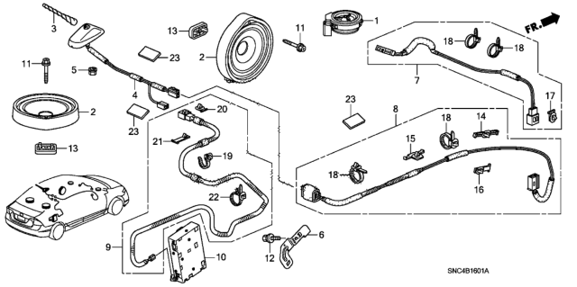 2007 Honda Civic 4 Door MX (HYBRID NAVIGATION) KA CVT Antenna - Speaker Diagram 2