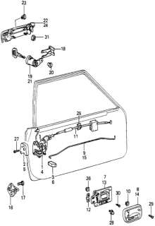 1980 Honda Accord Handle Assembly, Passenger Side Inside Diagram for 75510-671-000