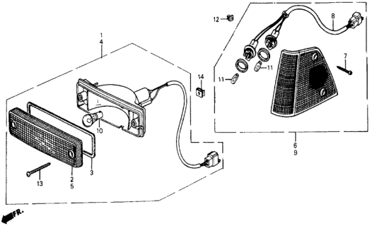 1985 Honda Civic Light Assy., R. FR. Turn Signal Diagram for 33300-SB6-672