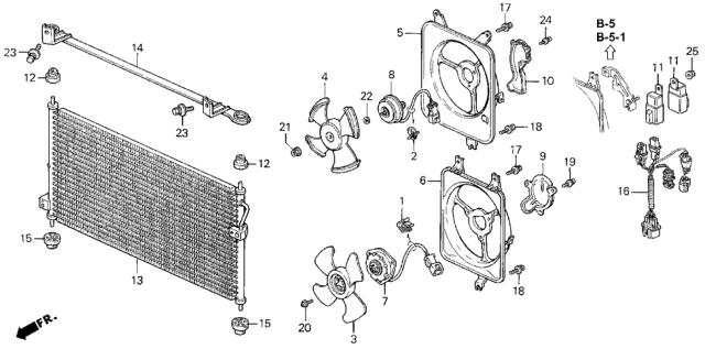 1994 Honda Accord A/C Air Conditioner (Condenser) Diagram