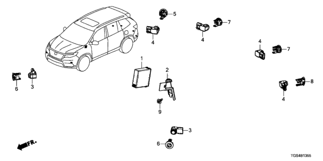 2019 Honda Passport Sensor Assembly, Parking (White Diamond Pearl) Diagram for 39680-T6Z-A01ZG
