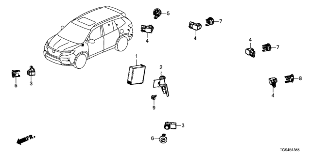 2019 Honda Passport Cover Assy., Parking Sensor *NH603P* (WHITE DIAMOND PEARL) Diagram for 39681-TX4-A01ZG