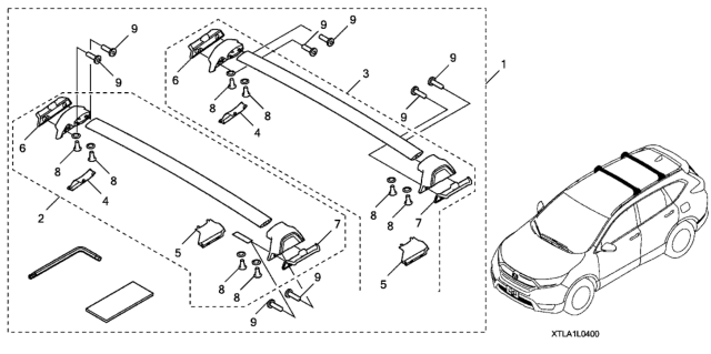 2021 Honda CR-V Roof Crossbars Diagram